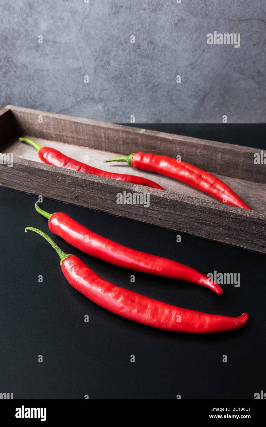 Red chili pepper on table Stock Photo