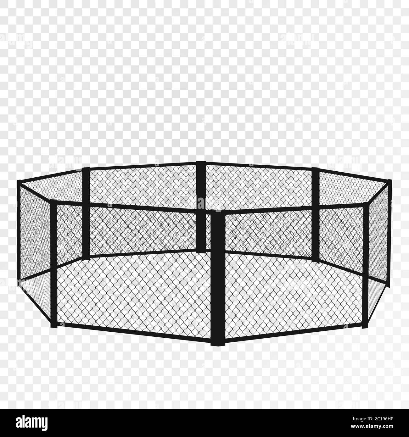 MMA cage. Octagon isometric view. Vector flat illustration. Stock Vector