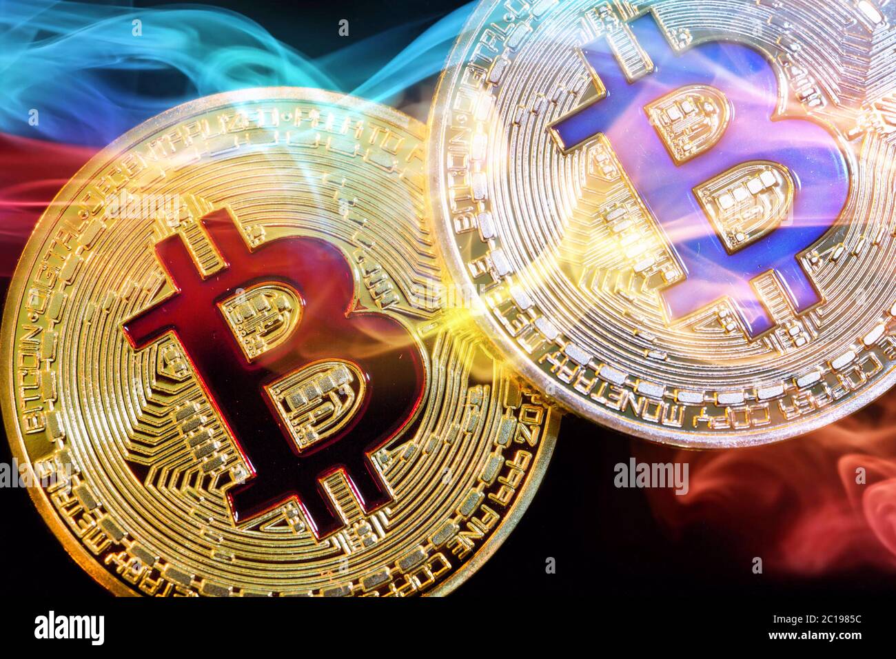 Burning Bitcoin smoke cryptocurrency money burning in flames Stock Photo -  Alamy