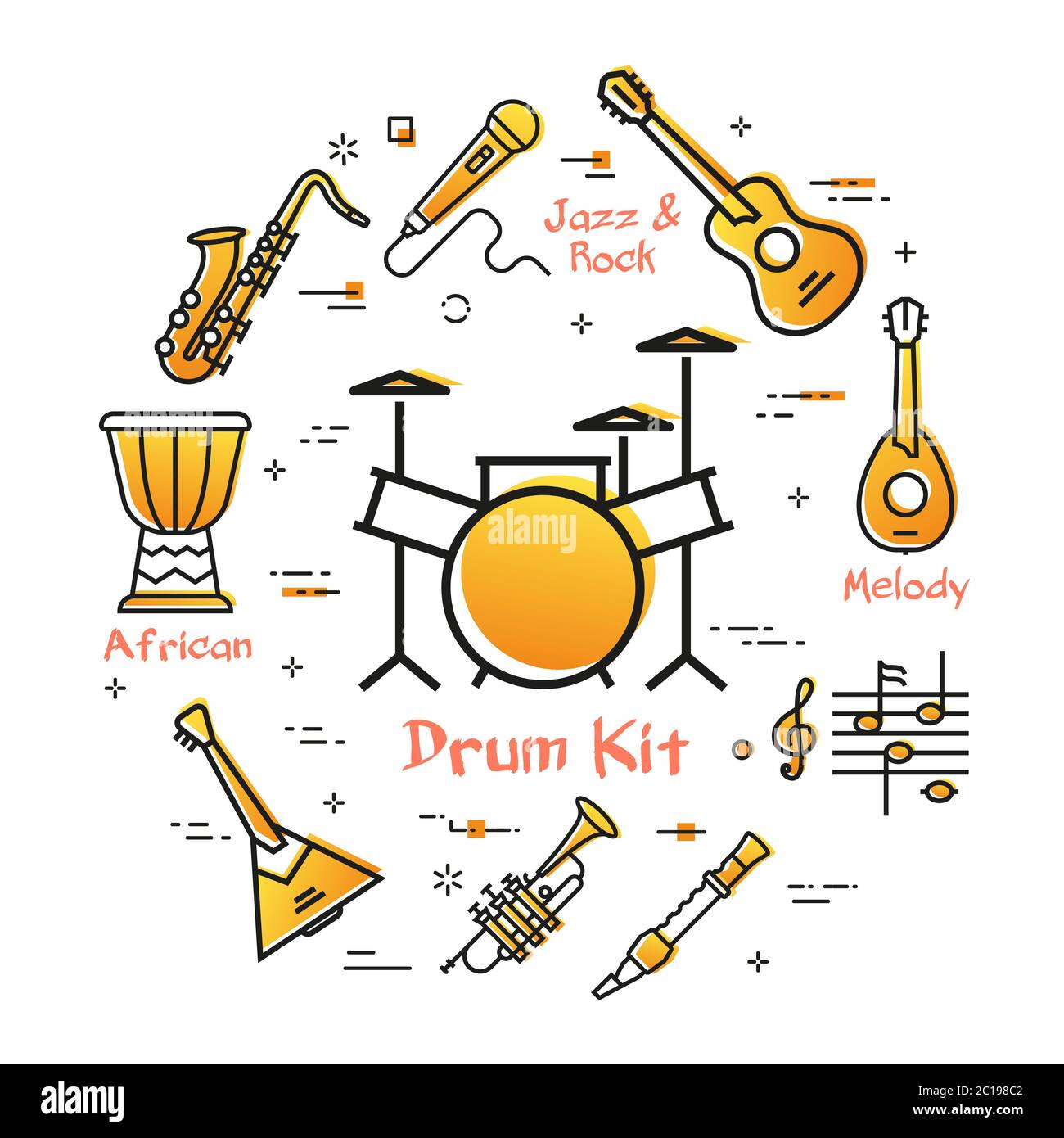 Vector linear banner for music drum kit Stock Vector Image & Art Alamy