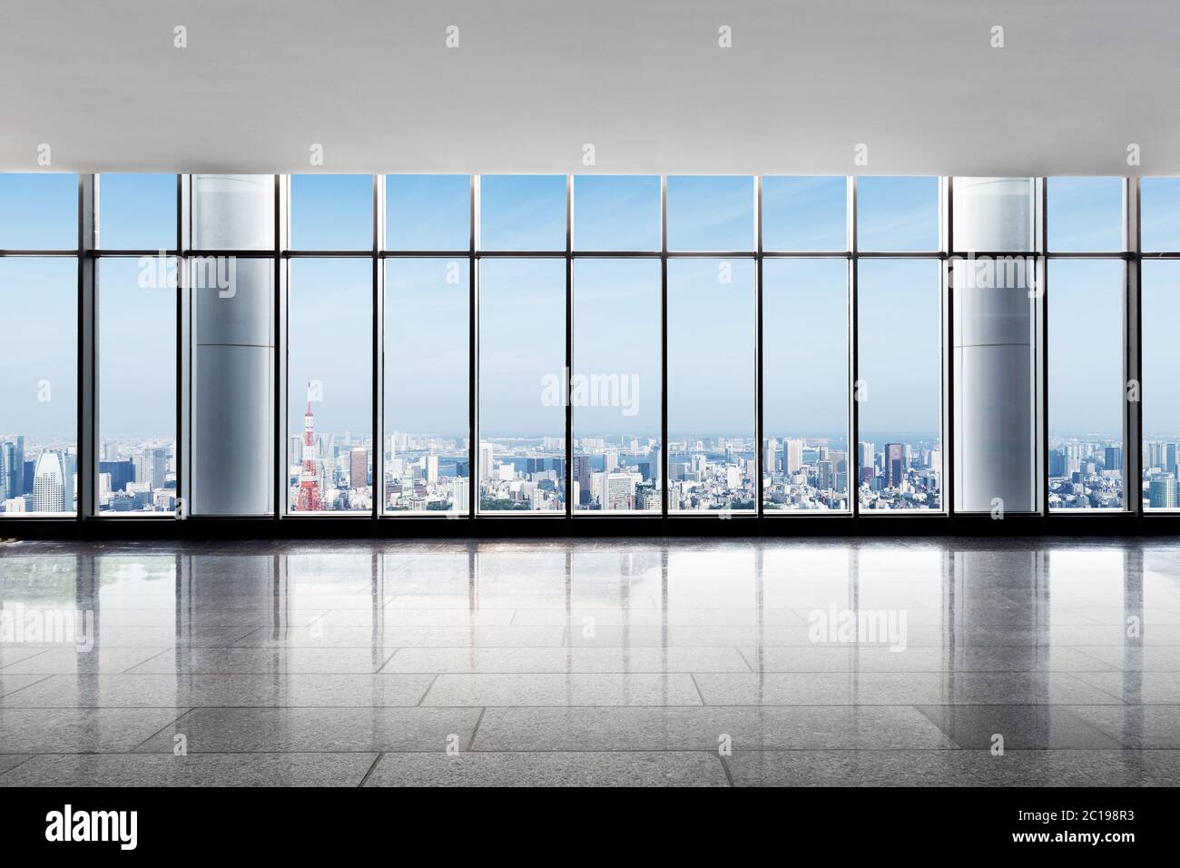 empty office with modern cityscape Stock Photo