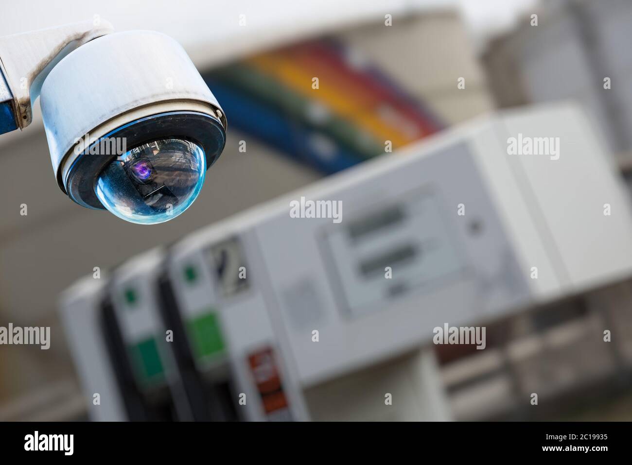 CCTV camera or surveillance system for sensitive industrial site protection Stock Photo