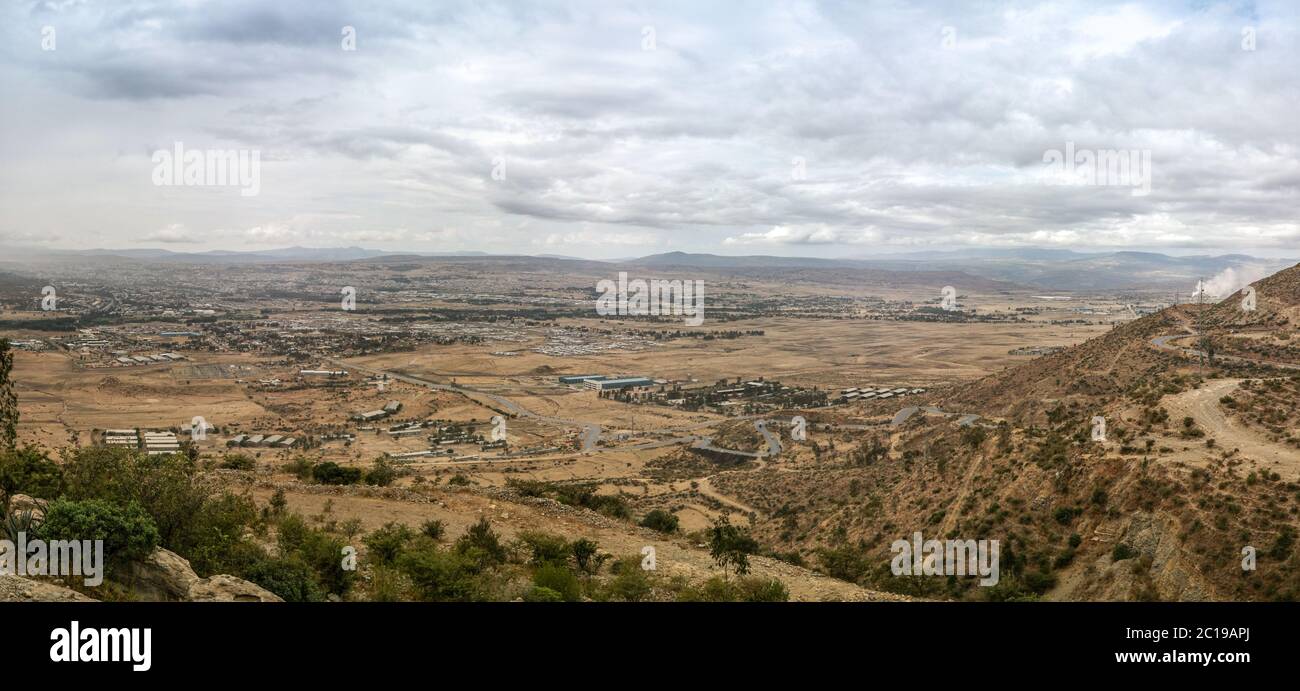 Panorama of mountains and valley at Debub Misraqawi Zone, makale, Tigray , Ethiopia Stock Photo