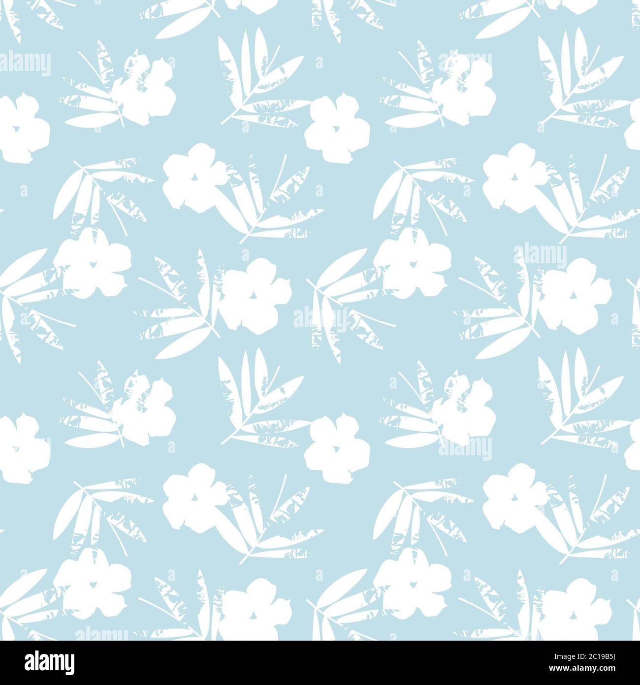 Sky Blue Tropical Leaf botanical seamless pattern background suitable ...