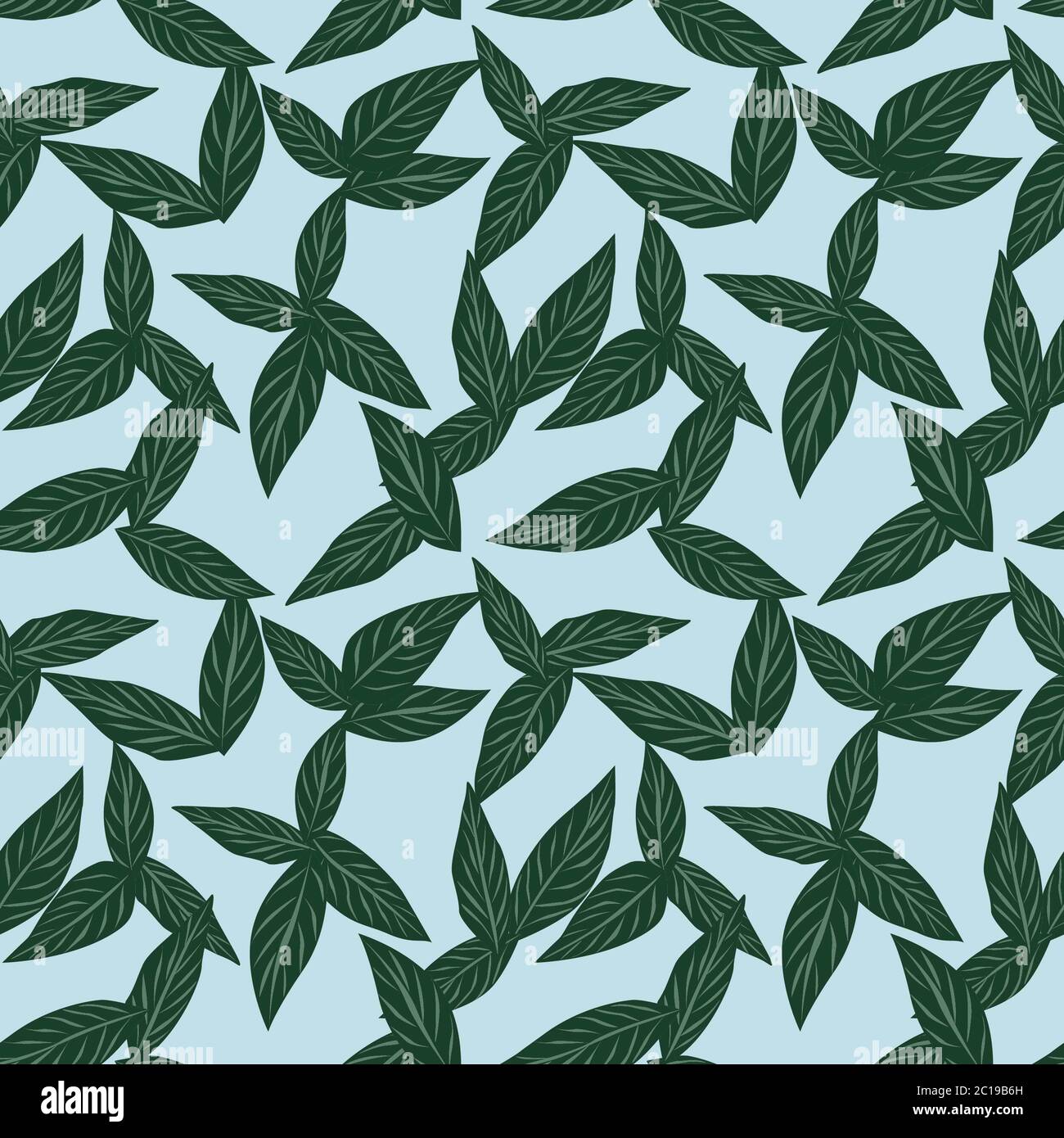 Sky Blue Tropical Leaf botanical seamless pattern background suitable ...