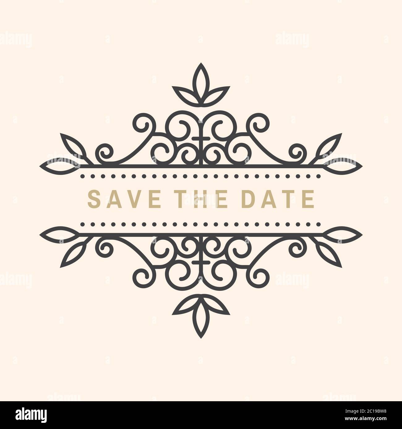 Wedding Invitation Card Template Vector Illustration Thin Line Geometric Badge Outline Icon For Save The Date Invitation Card Design Modern Minimalist Frame Design With Leaf Flowers Decor Stock Vector Image Art