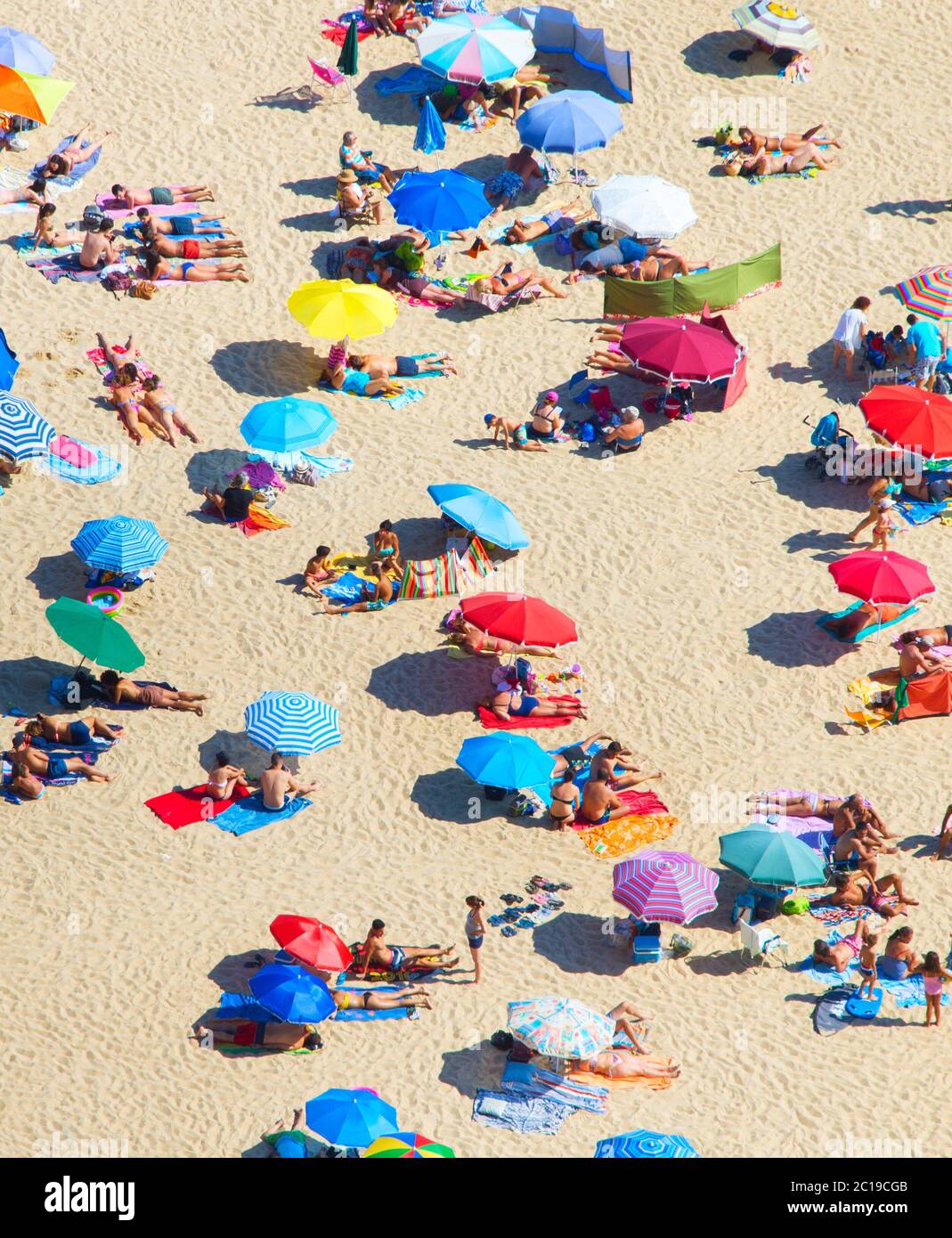 Aerial view of crowded beach Stock Photo Alamy