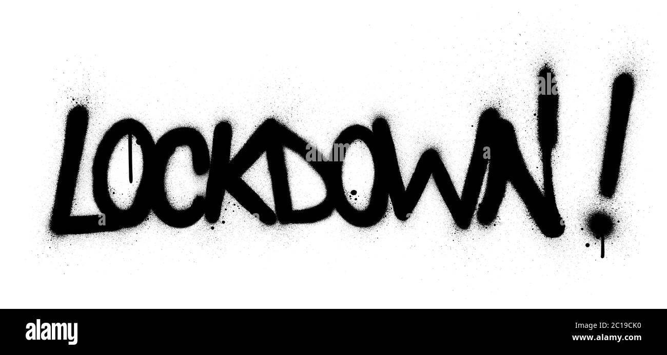 graffiti lockdown word sprayed in black over white Stock Vector