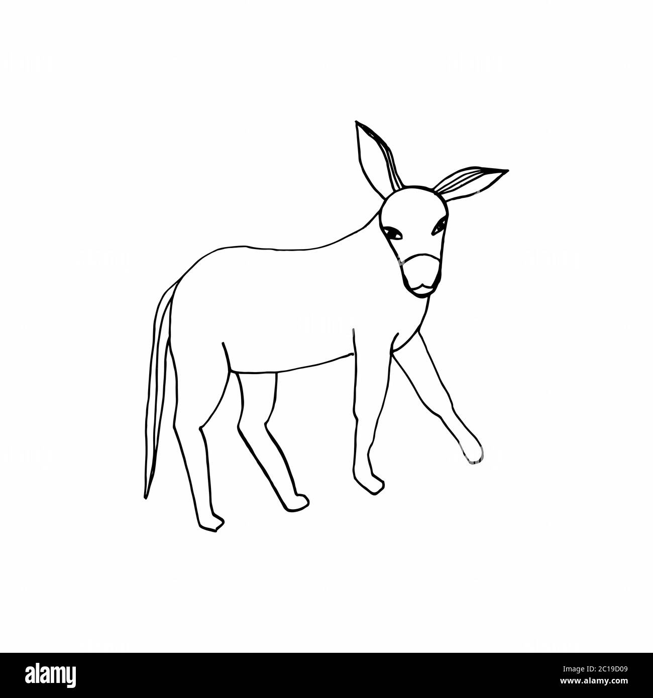 hand-drawing on a white background donkey Stock Vector