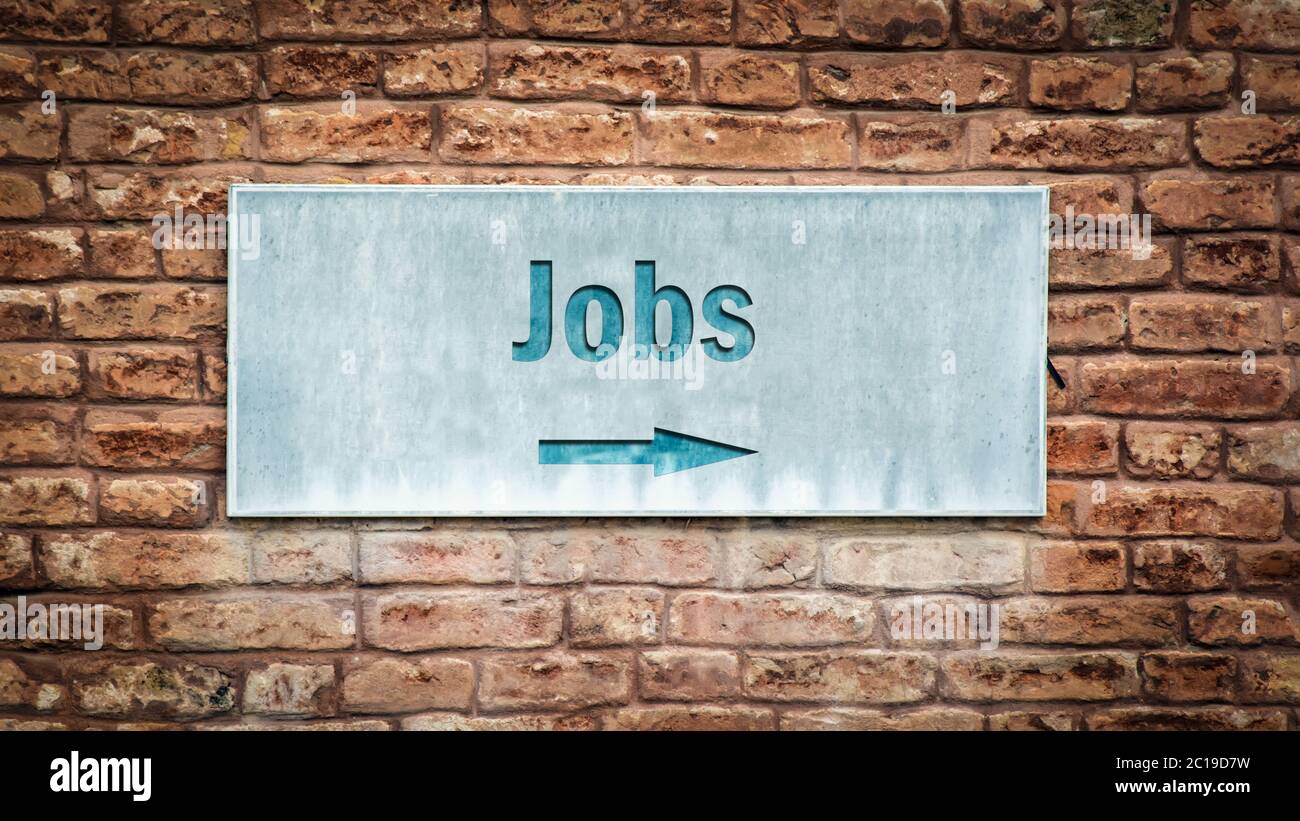 Street Sign the Direction Way to Jobs Stock Photo - Alamy