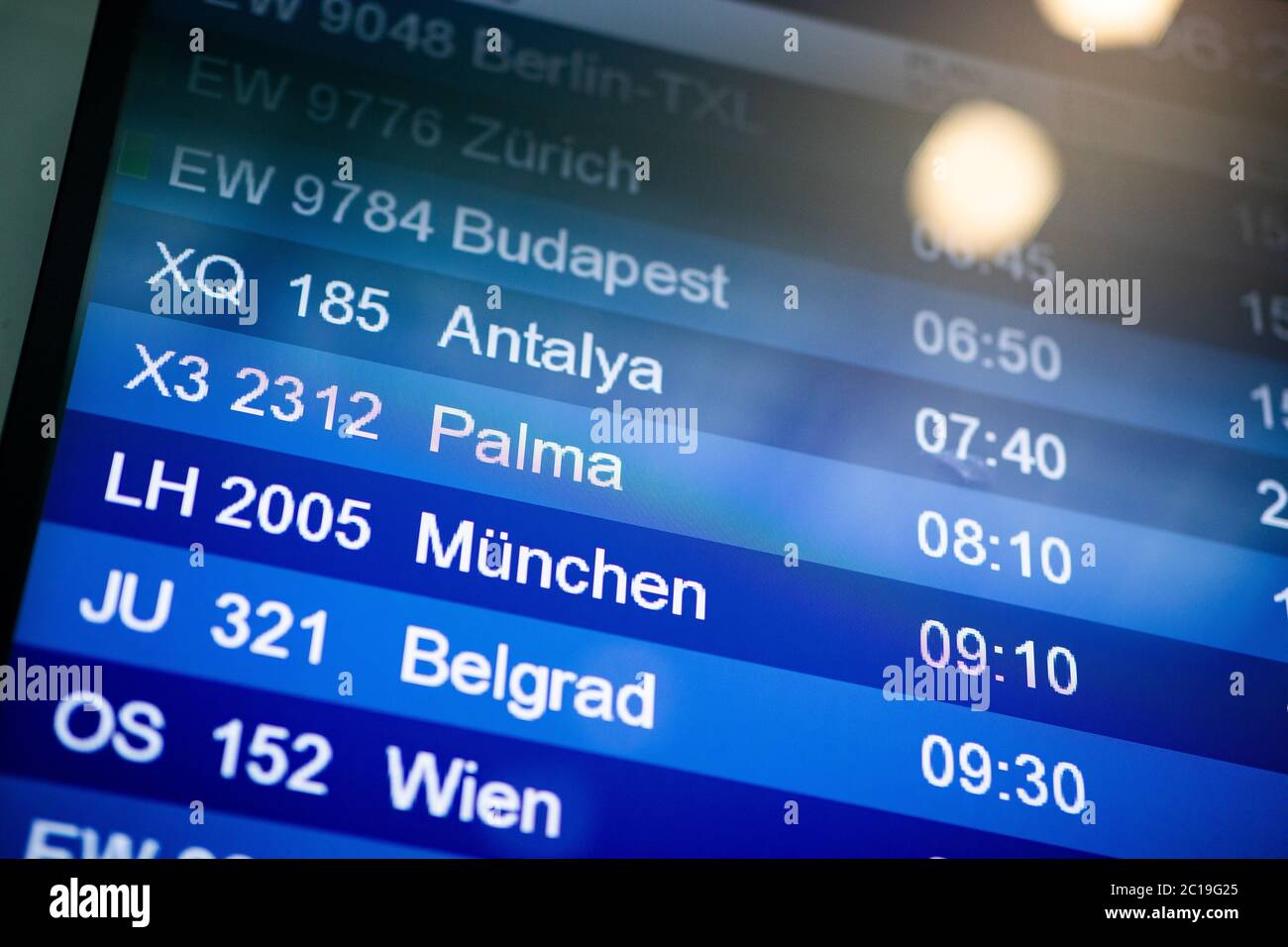 Meerbusch Germany 15th June 2020 Tui Flight X3 2312 To Palma De Mallorca Is Shown On A Display Board At Dusseldorf Airport Among Other Destinations After The Travel Warning For 27 European Countries