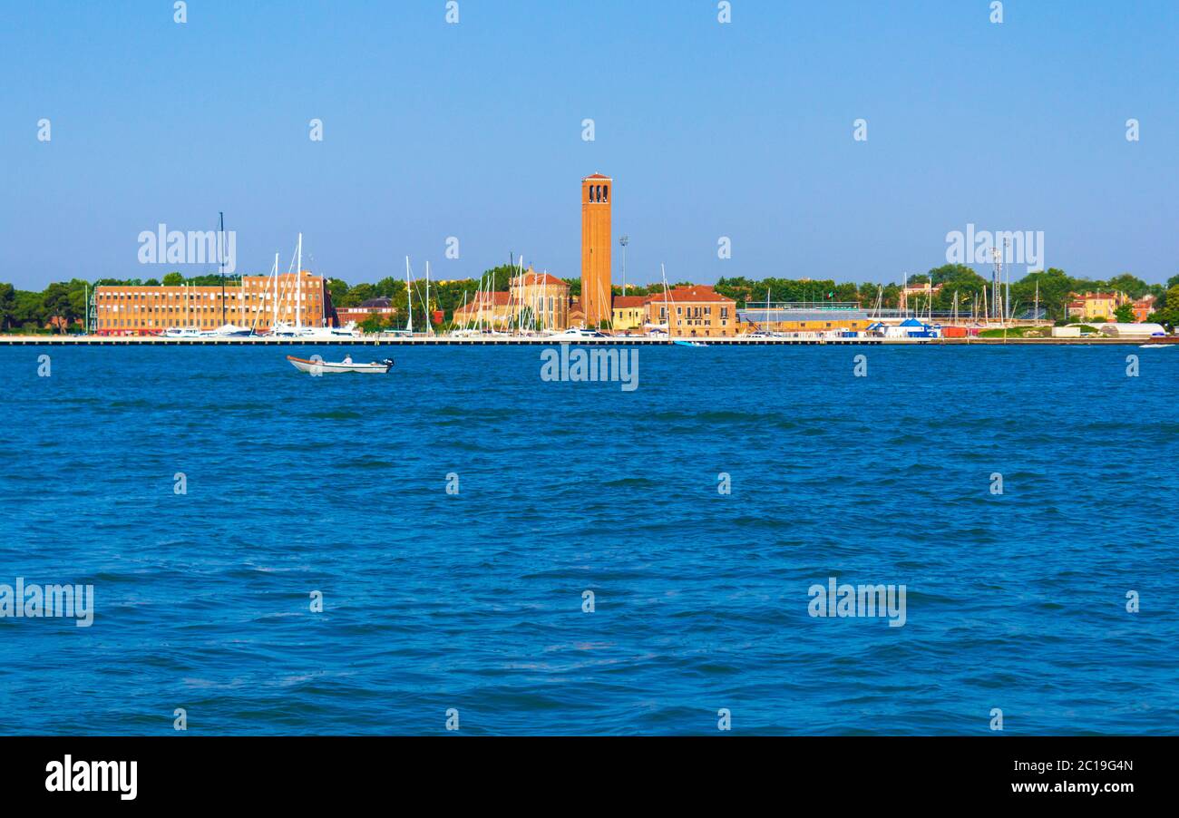 View of Venice waterfront with Chiesa parrocchiale di Sant`Elena ...