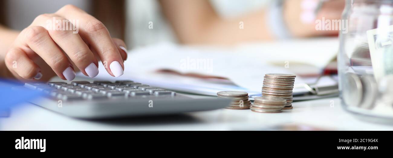 Worker making balance Stock Photo