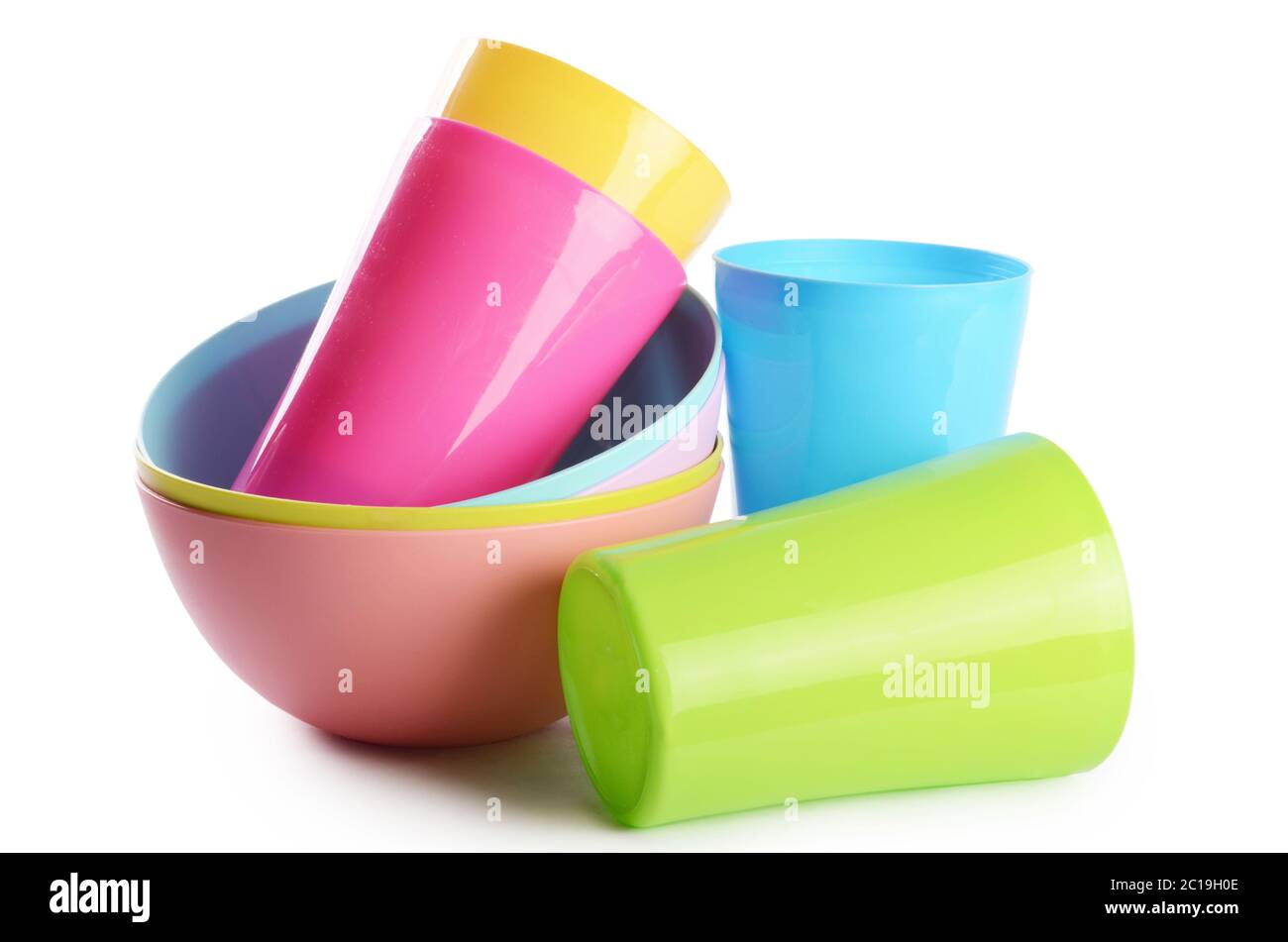 Colorful plastic cups and plates Stock Photo Alamy