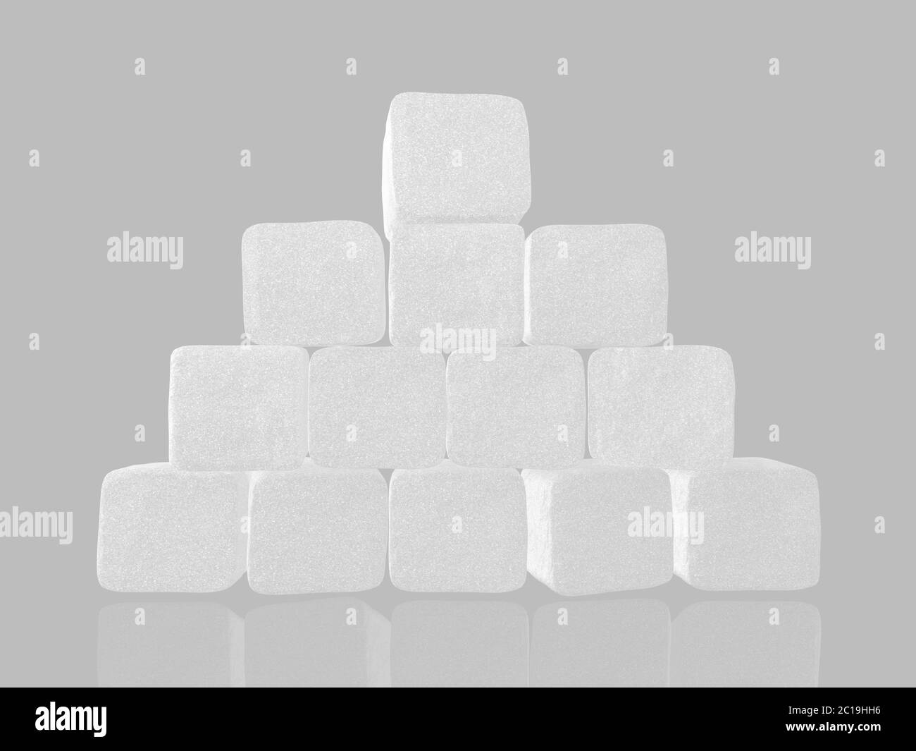 Wall of sugar cubes. Background from pieces of sugar. 3d illustration Stock Photo