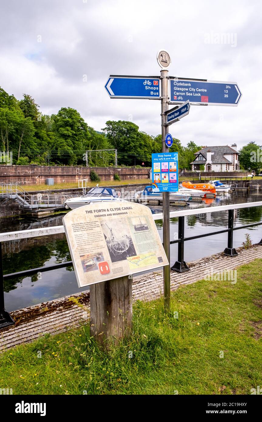 Bowling Basin Harbour, Forth & Clyde Canal, Bowling, West Dunbartonshire, Scotland, UK Stock Photo