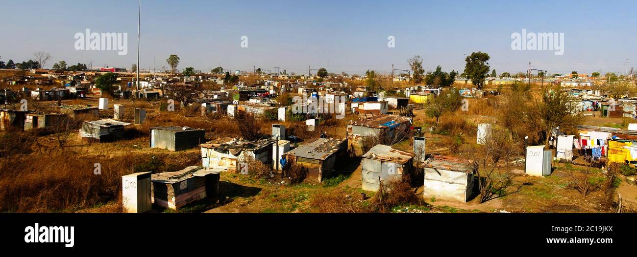 Panorama view to soweto favela outskirt of Johannesburg, South Africa Stock Photo