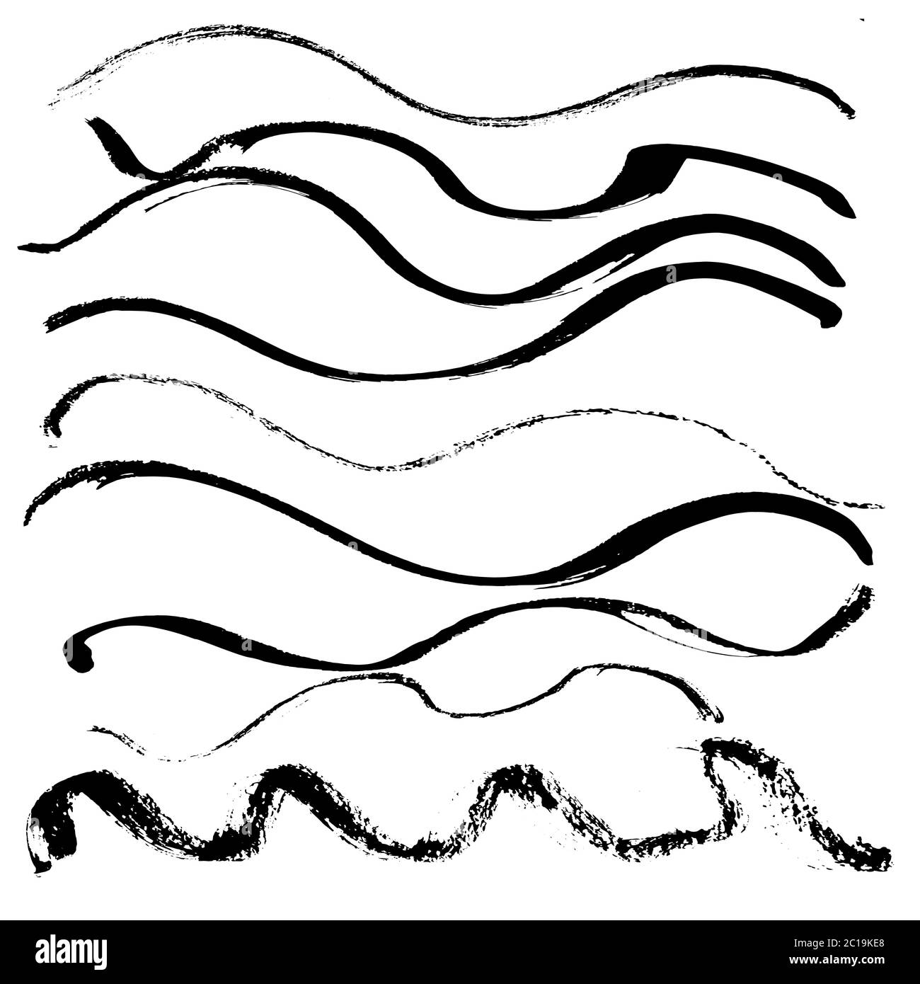 Ink black grunge stripes set. Vector illustration Stock Vector Image ...