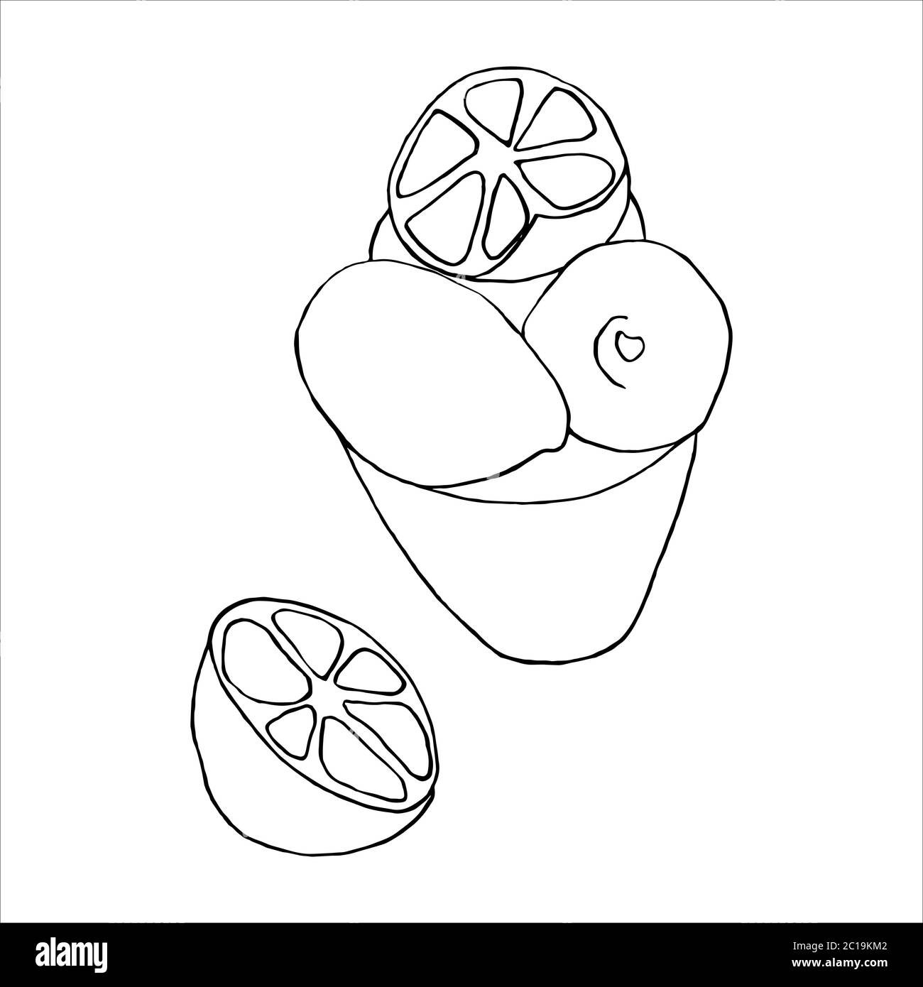 isolated on white background lemon drawing Stock illustration vector ...