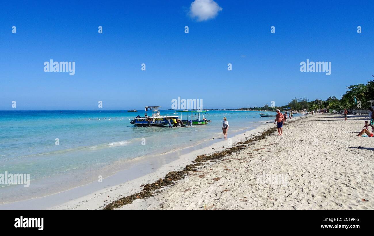 Jamaican resort Negril. Travel to the Caribbean. 7mile beach Stock
