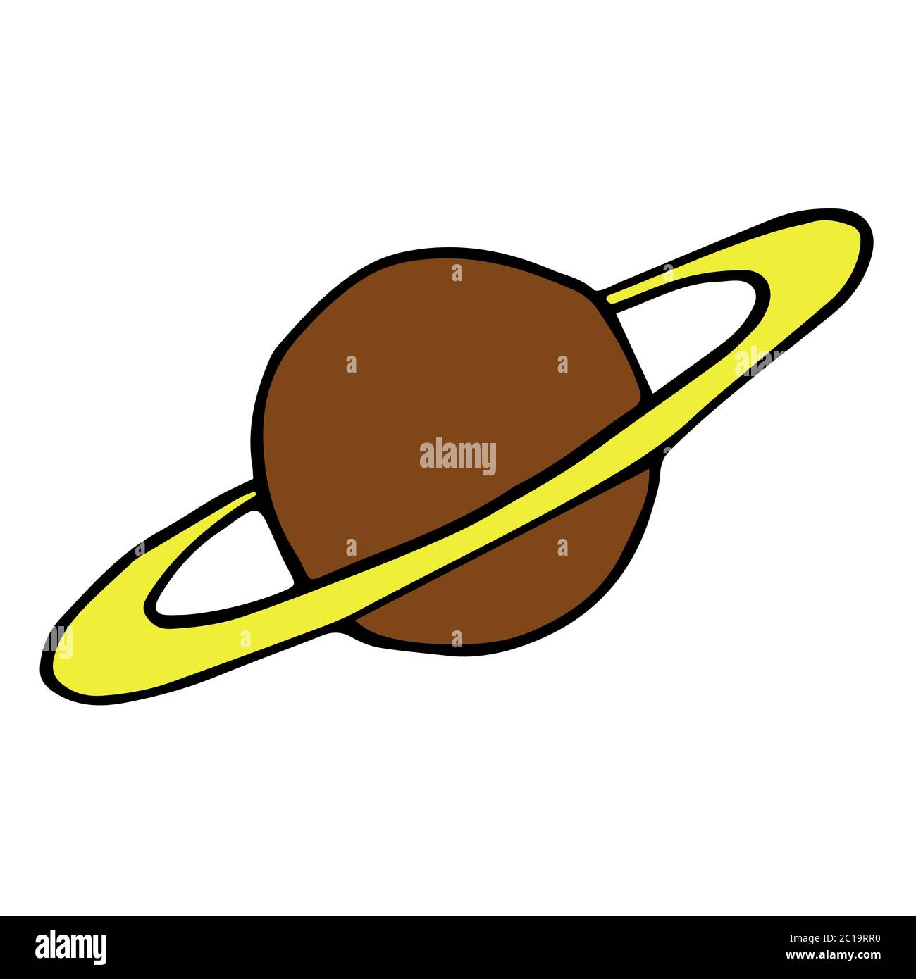 Saturn isolated on white background, vector, hand-drawing Stock Vector