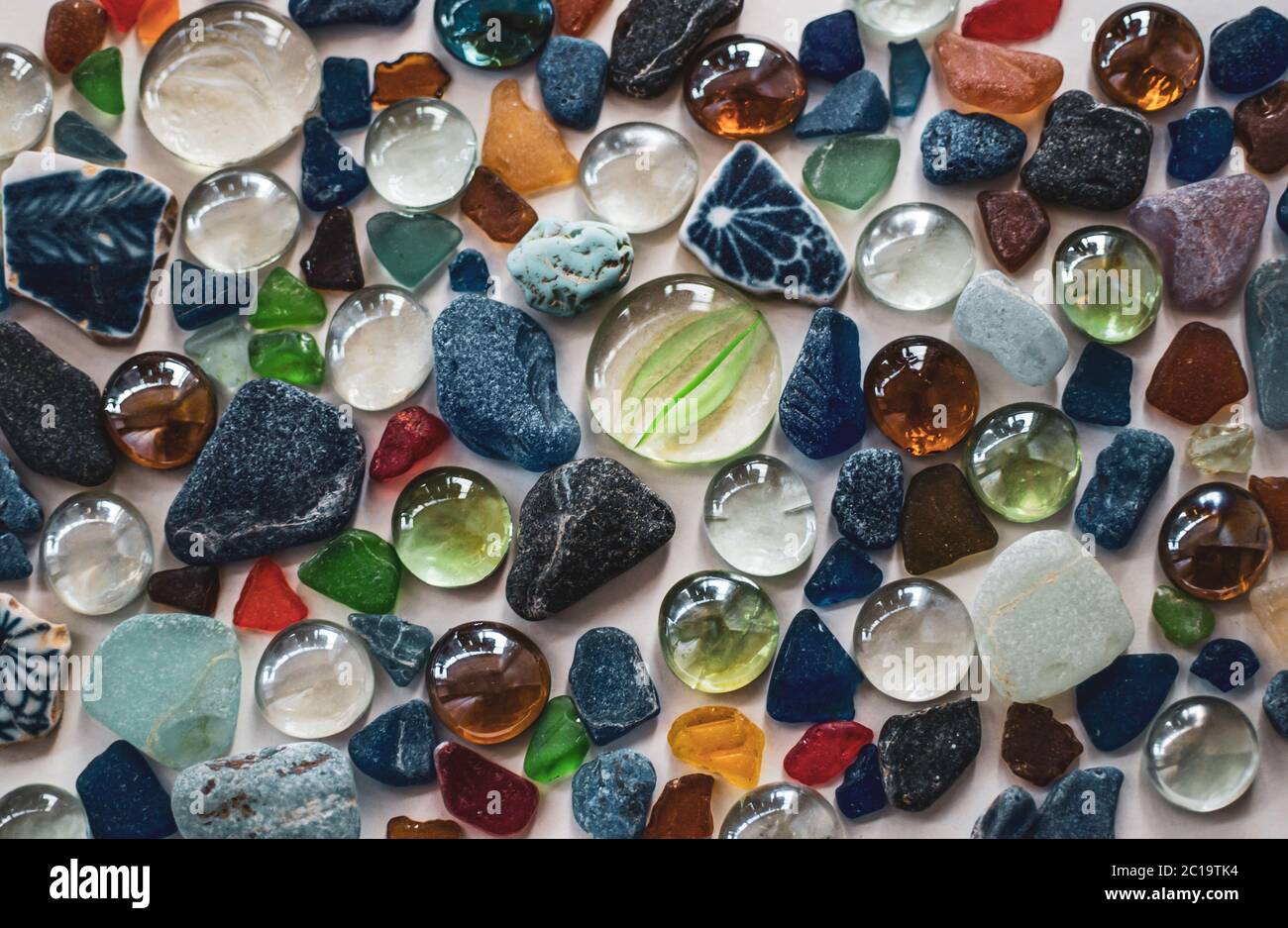 Colorful Sea Glass Pebbles and decorative Glass, with Rare Red, Yellow