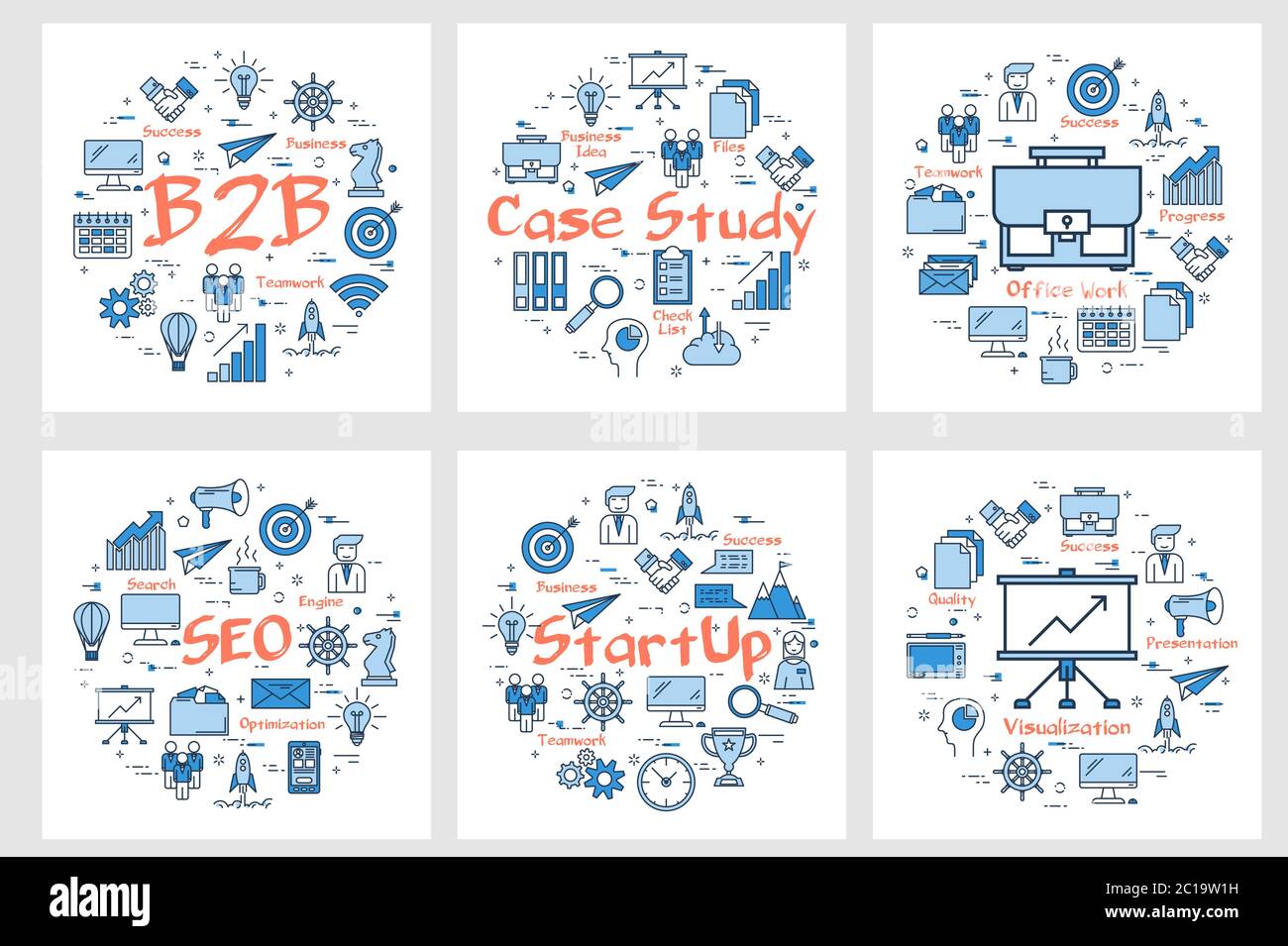 Banners - b2b concept, case study, startup and seo Stock Vector