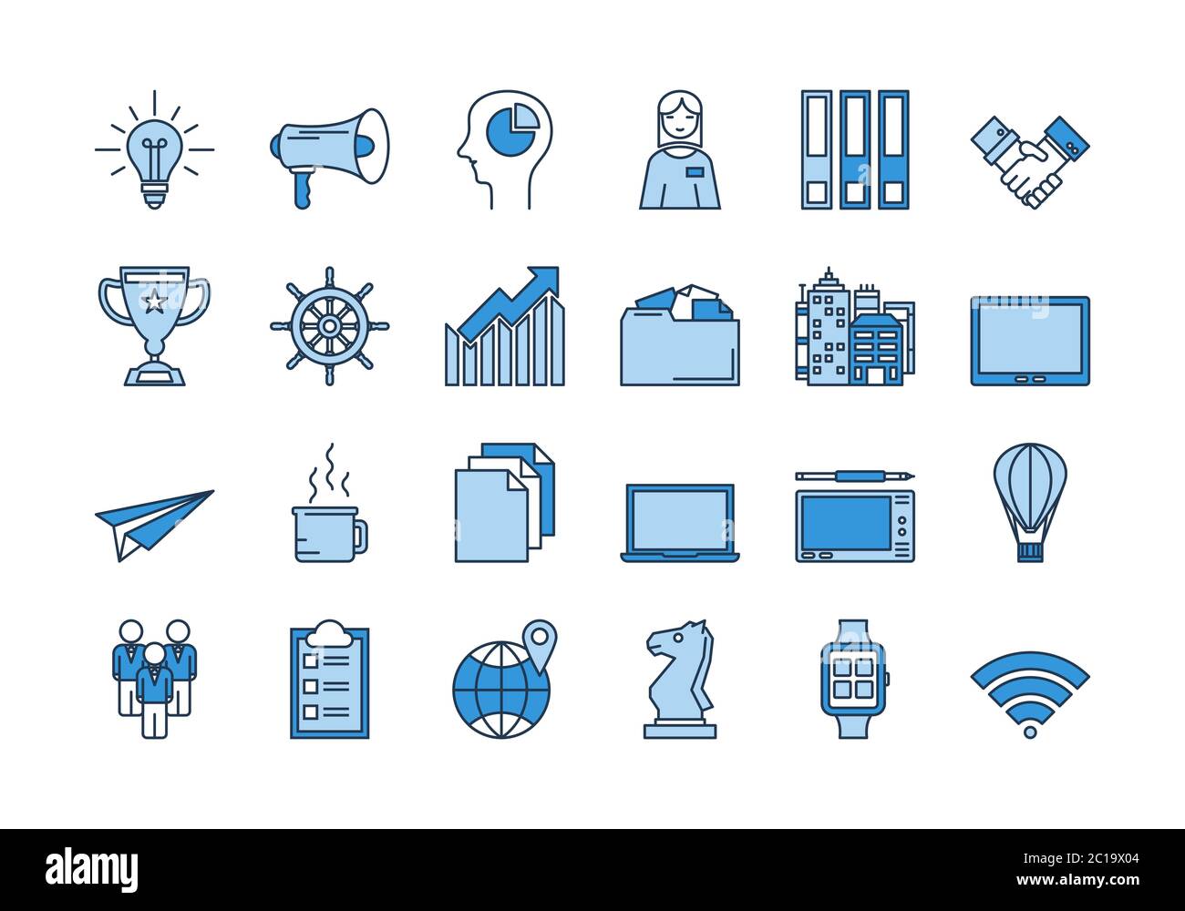 02 Blue BUSINESS icons set Stock Vector