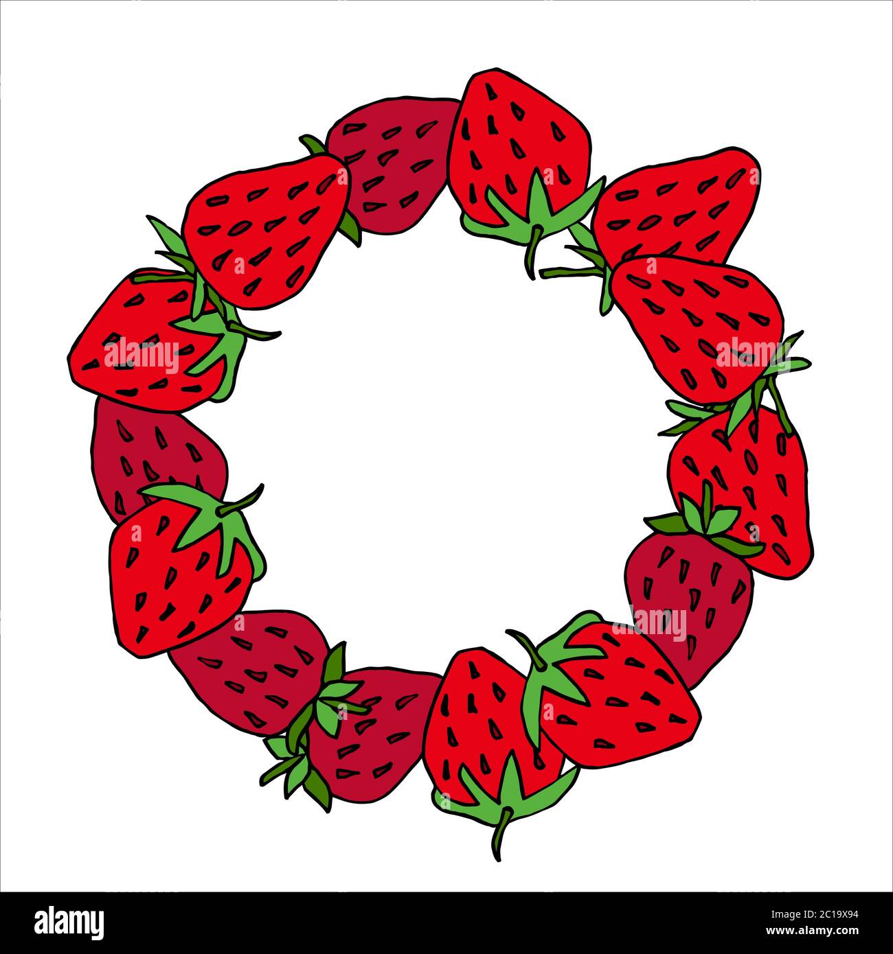 frame with strawberry Stock illustration, vector, hand drawing, design element for printing, scrapbooking, postcard Stock Vector