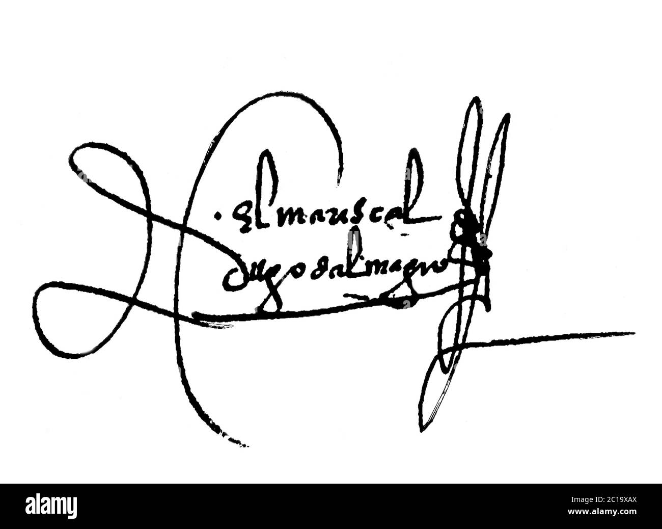 Diego de Almagro signature,  Spanish conquistador known for his exploits in western South America Stock Photo