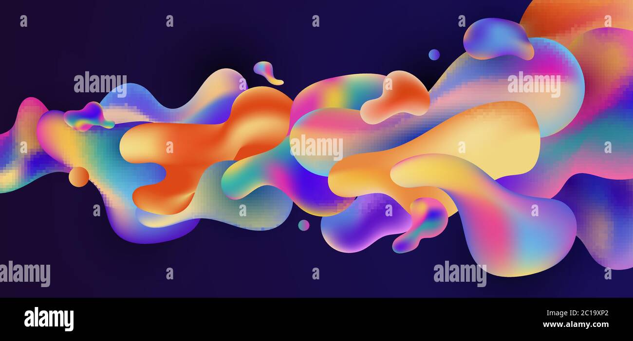 Abstract colorful gradient fluid shape flowing on blue background. Vector illustration Stock Vector