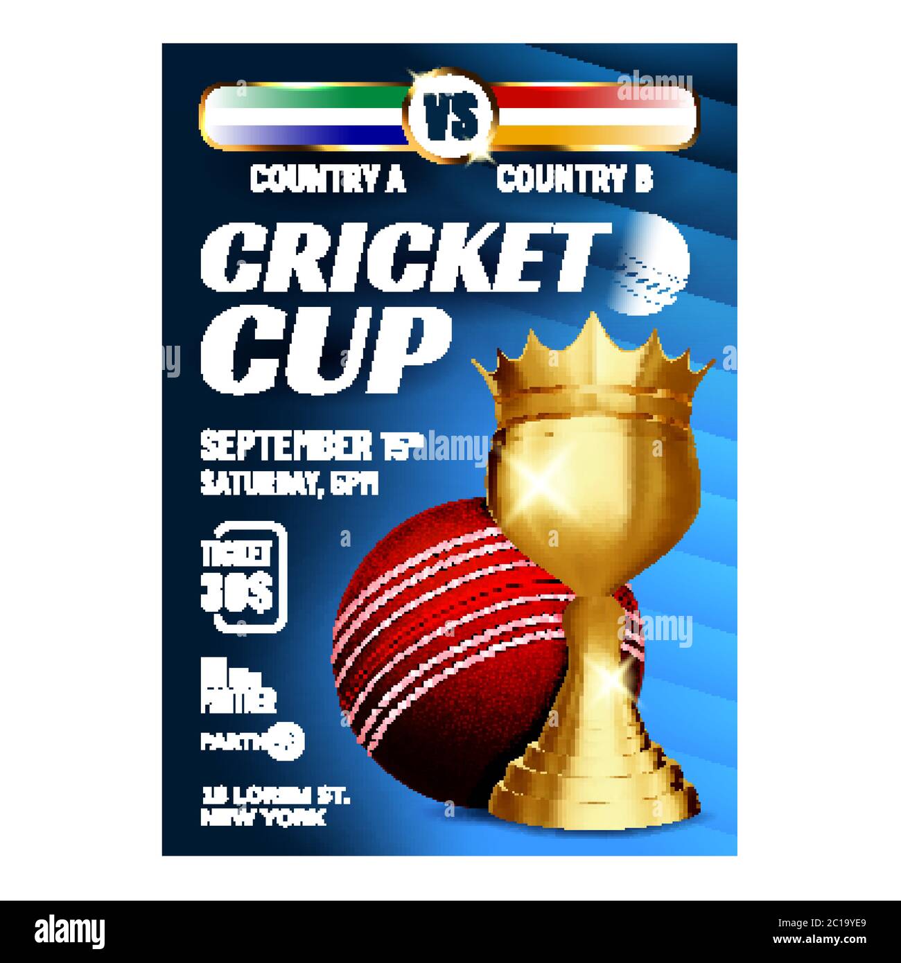 Cricket Championship Cup Brochure Banner Vector Stock Vector Image Art Alamy
