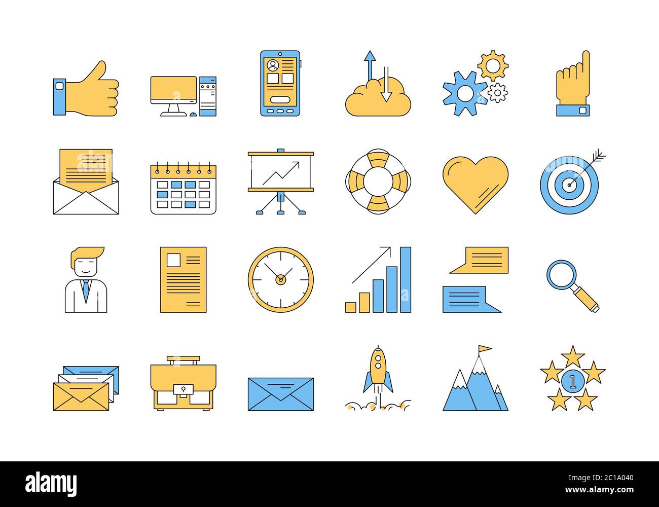 Linear COLOR icon set 1 - BUSINESS Stock Vector