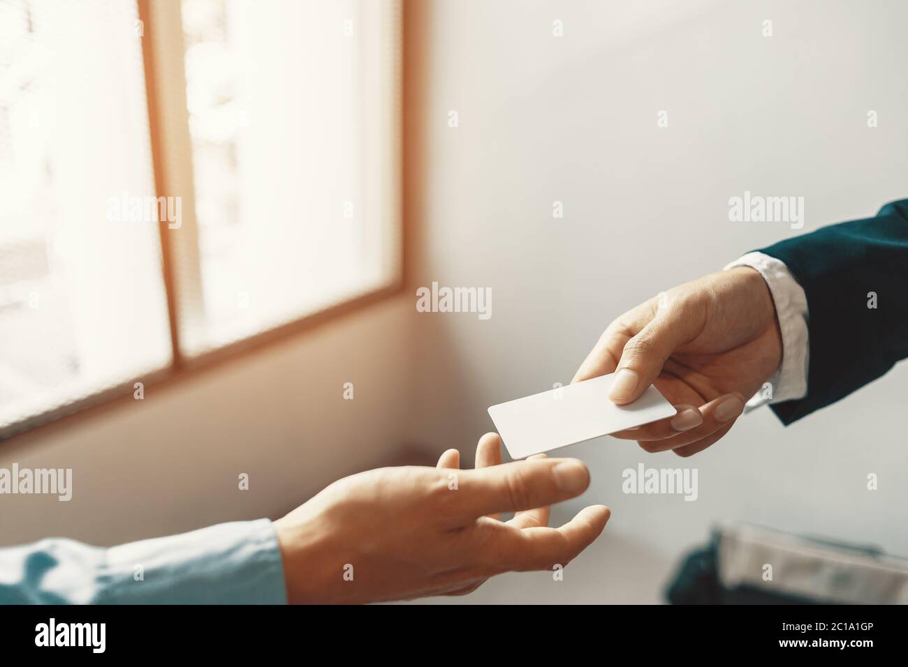 business executive exchanging business card Stock Photo