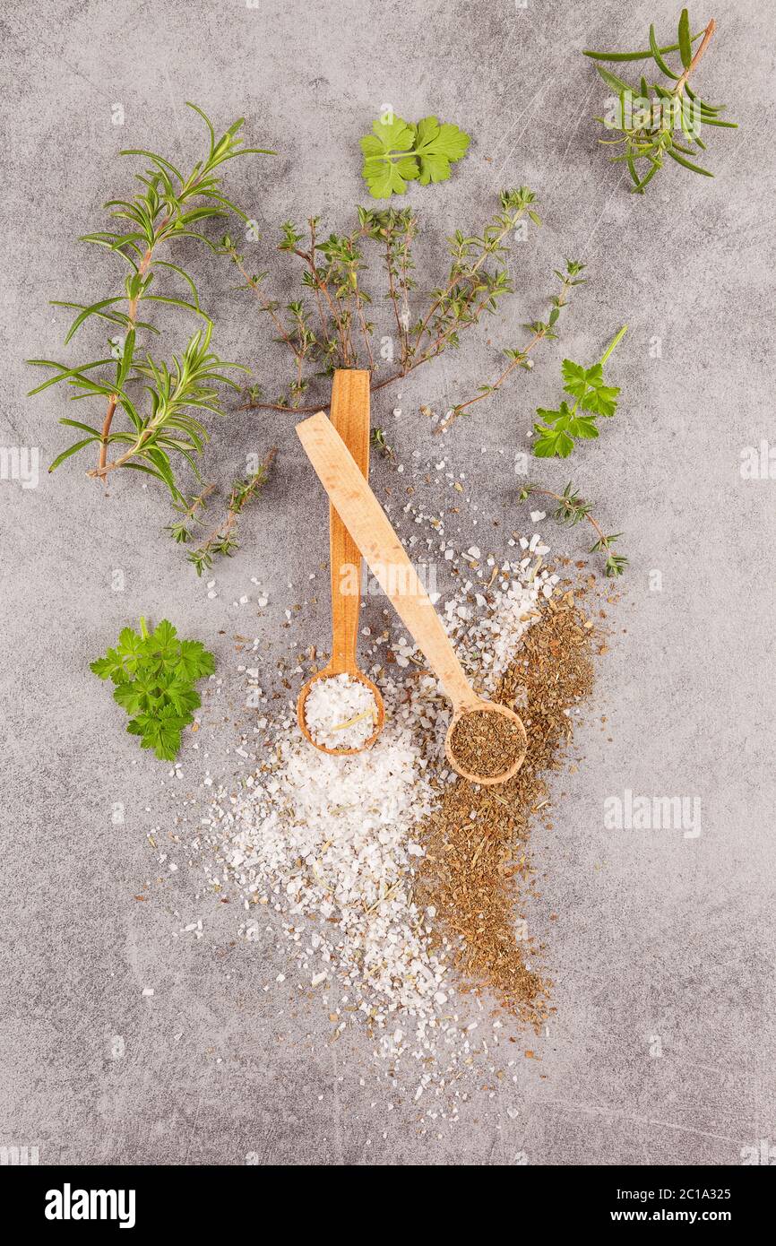 Sea salt with herbs Stock Photo Alamy