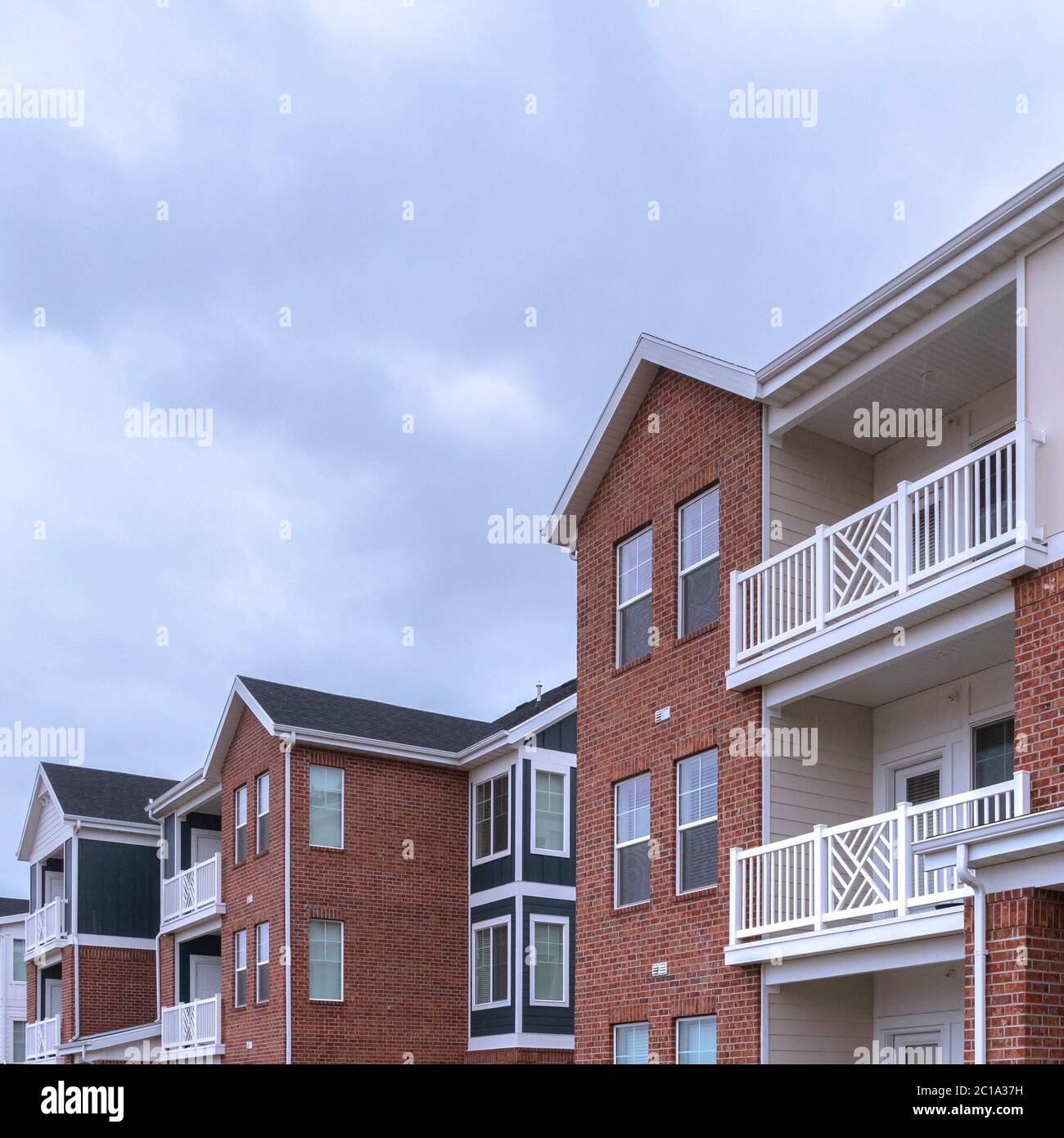 Square crop Large apartment complex in a receding view Stock Photo