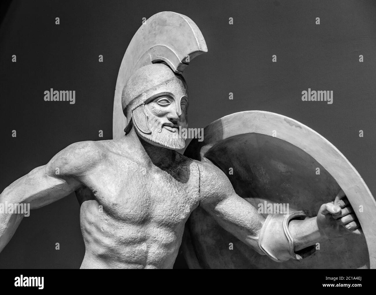 Roman statue of warrior in helmet Stock Photo