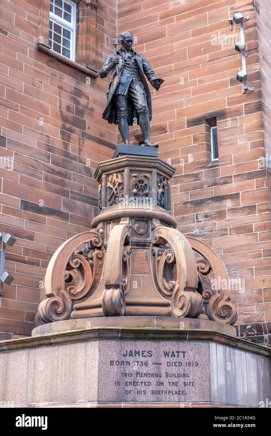 James Watt Statue At The Place Of His Birth In Greenock Scotland Stock Photo