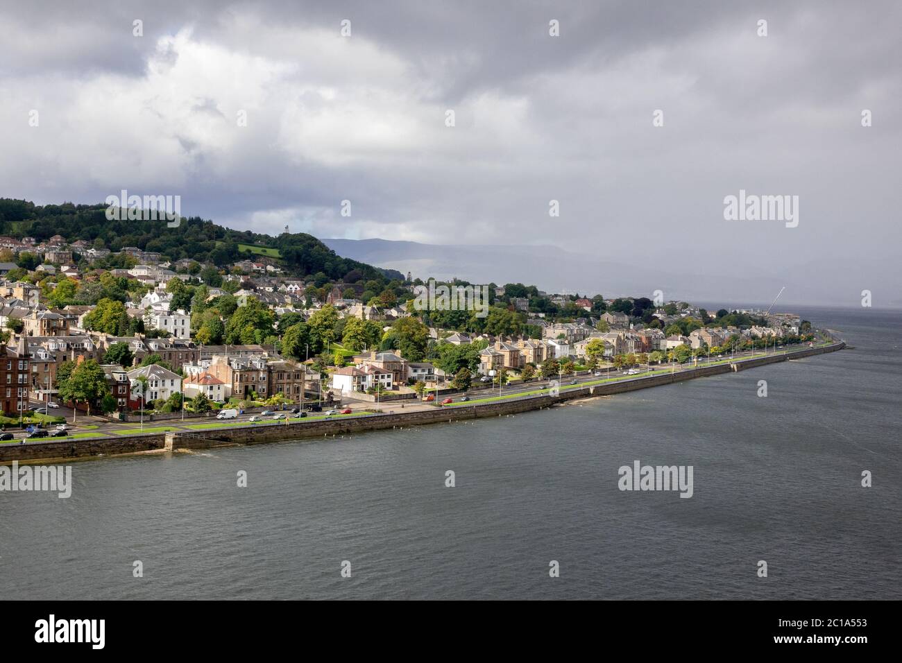 Houses On The Esplanade Waterfront In Greenock Scotland Aerial View