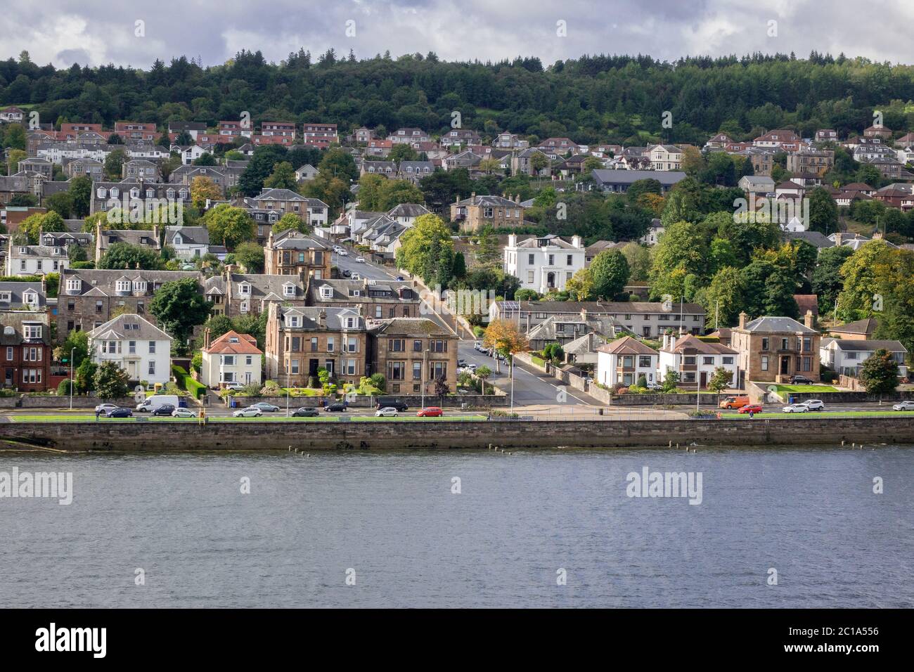Houses On The Esplanade Waterfront In Greenock Scotland Aerial View