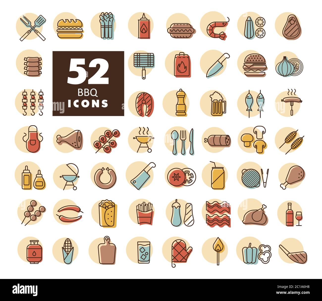 Barbecue and bbq grill icon set. Graph symbol for cooking web site and ...