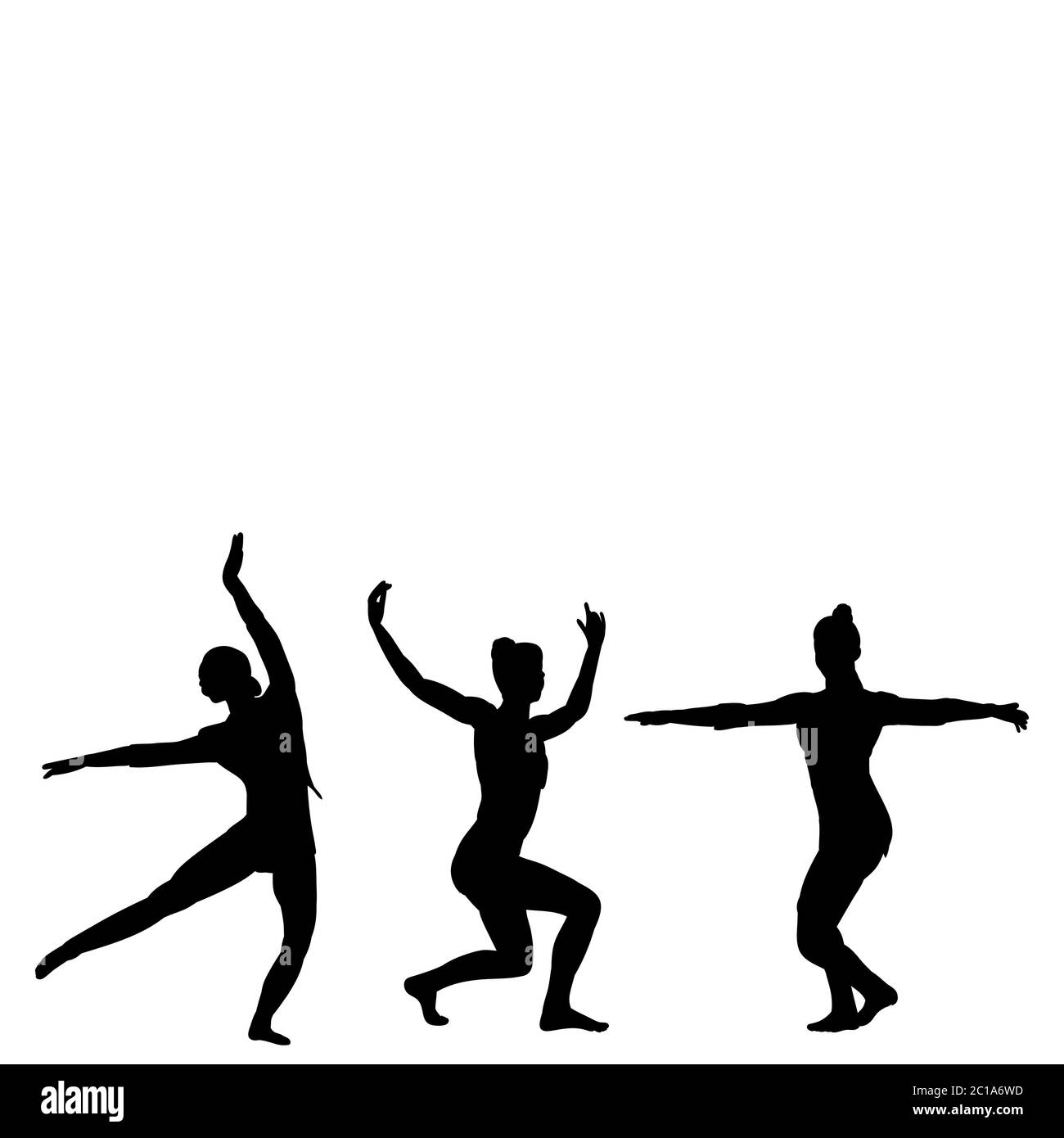vector, on a white background, black silhouette of a girl dancing, set Stock Vector Image & Art