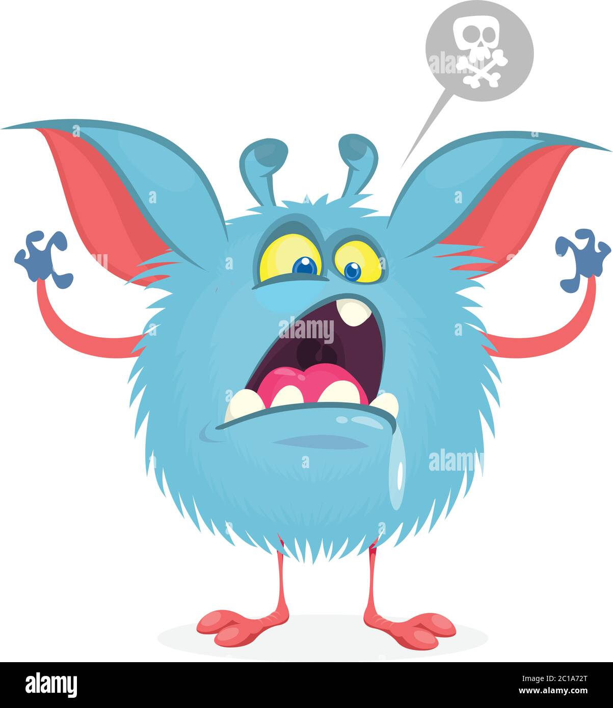 Angry cartoon monster. Yelling monster emotion with big mouth