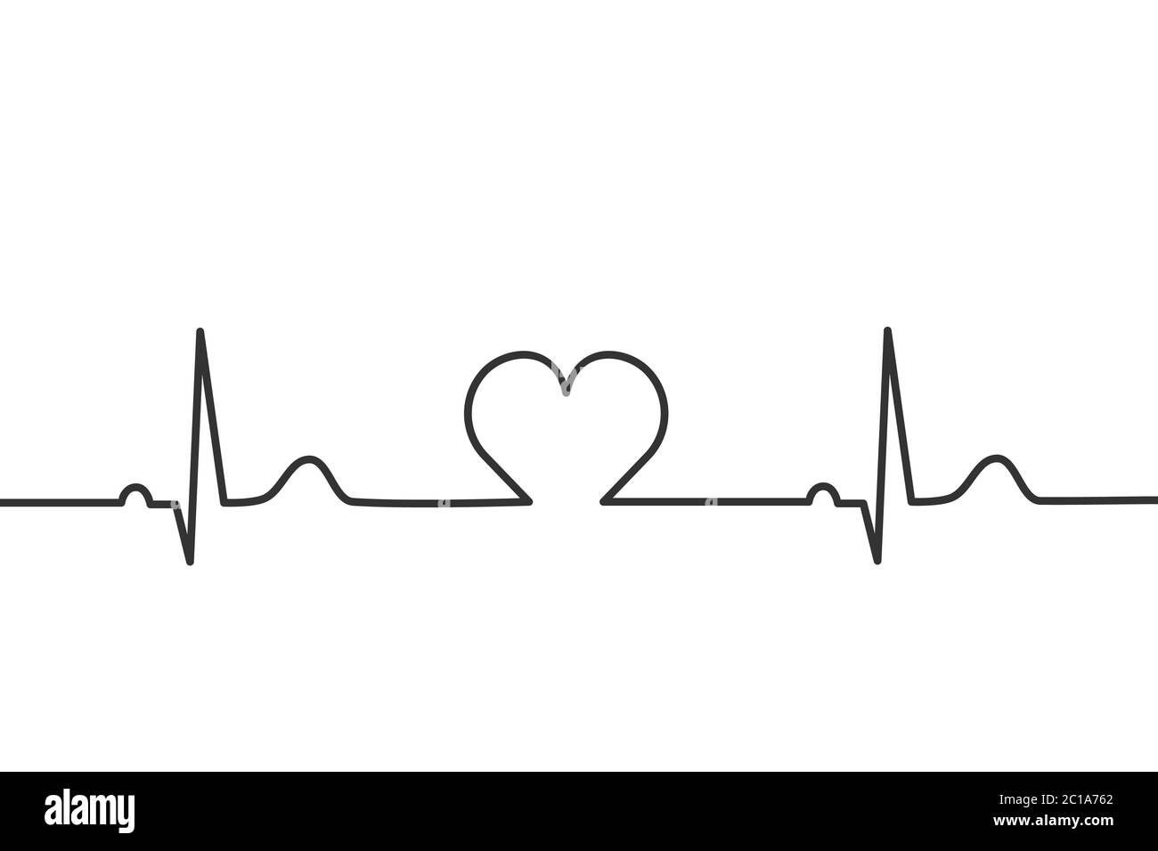 Pulse rate. Heart rhythm. Heartbeat line. Normal electrocardiogram, EKG, ECG  with heart in the middle. Healthcare concept. Black on white background  Stock Vector Image & Art - Alamy