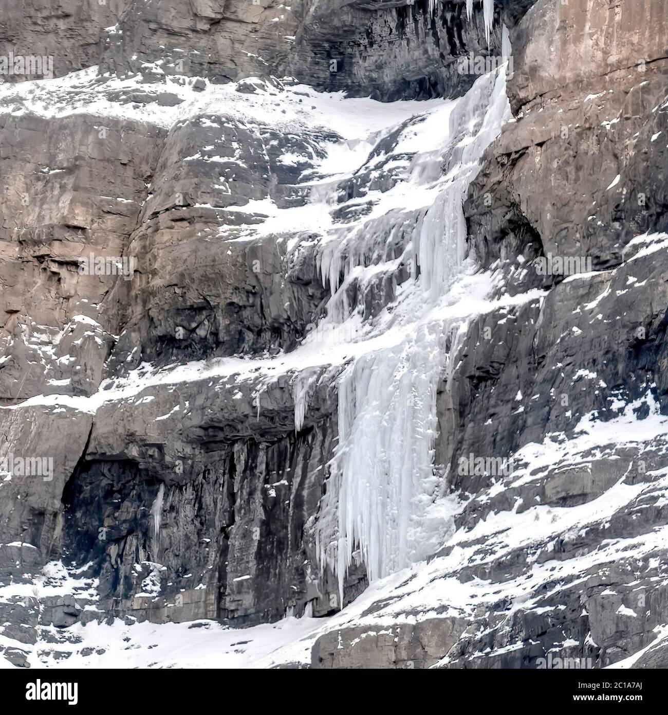 Square Crop Bridal Veil Falls With Frozen Water On Steep Slope During Winter In Provo Canyon Stock Photo Alamy