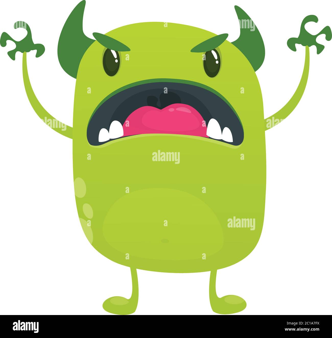 Angry cartoon green alien monster. Big collection of cute monsters for  Halloween. Vector illustration Stock Vector Image & Art - Alamy