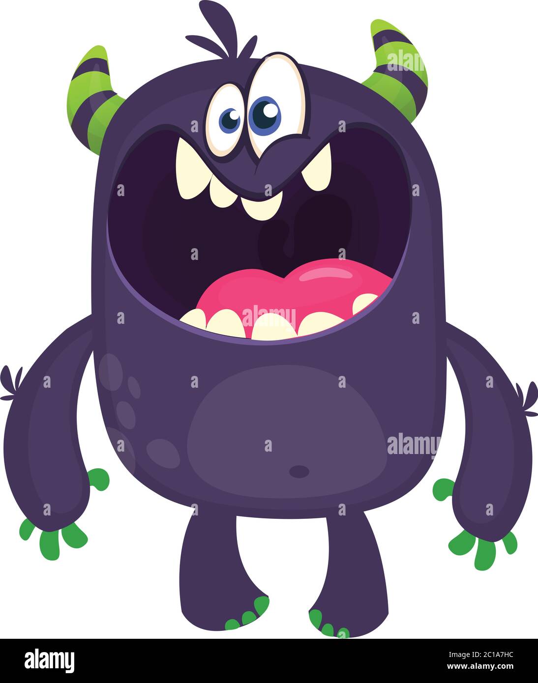 Scary Cartoon Black Monster Screaming Yelling Angry Monster Expression Big Collection Of Cute