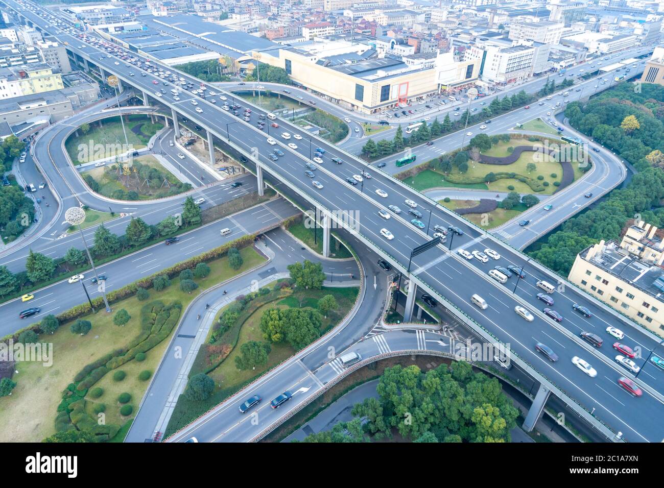 aerial view of road junction in modern city Stock Photo - Alamy