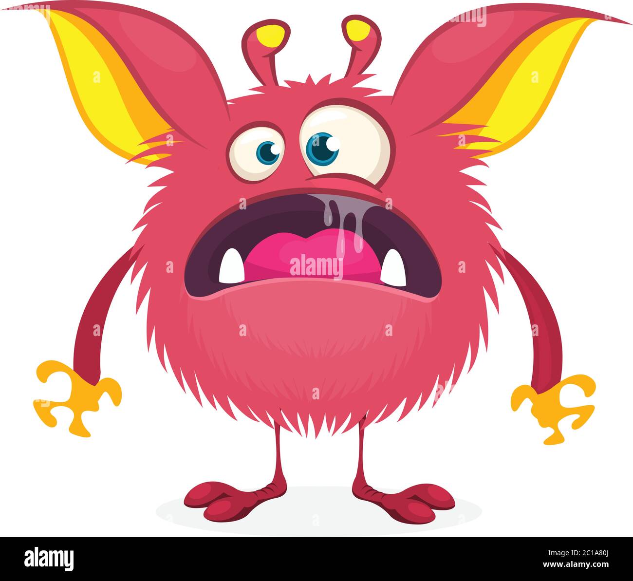 Angry cartoon pink monster. Vector illustration of monster character for  Halloween Stock Vector Image & Art - Alamy