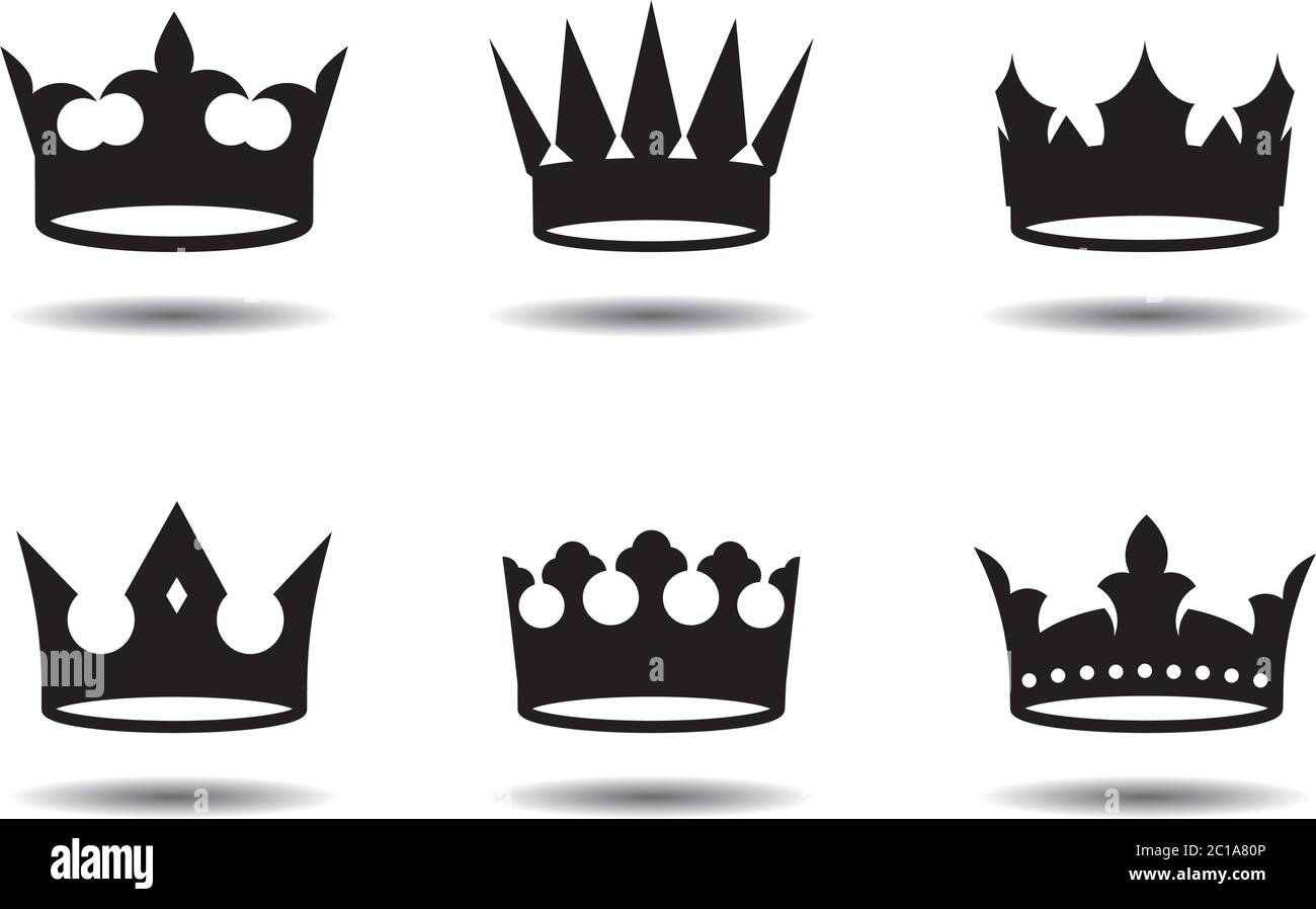 Collection of luxury vector icons. Vector outline king crowns and coronation emblems. Stock Vector